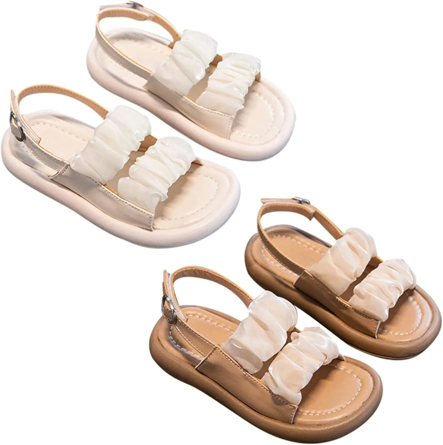 Toddler Baby Girls Summer Sandals Open Toe Lace Dress Flat Shoes Adjustable Ankle Strap Newborn The First Pair Of Shoes