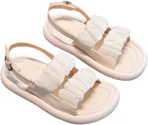 Toddler Baby Girls Summer Sandals Open Toe Lace Dress Flat Shoes Adjustable Ankle Strap Newborn The First Pair Of Shoes