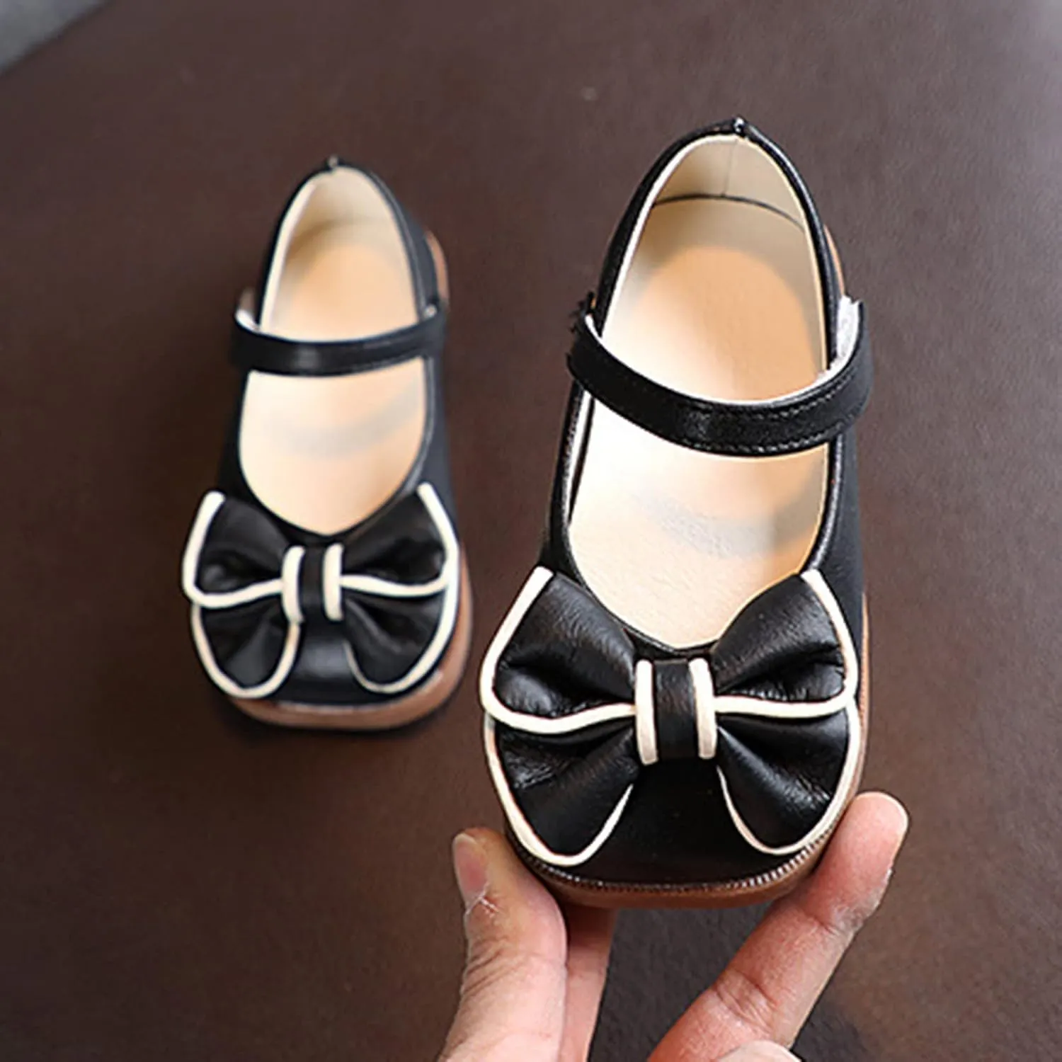Toddler Flower Girl Dress Shoes Bows Mary Jane Ballet Flats Wedding Party Little Girls Low Heels Shoes