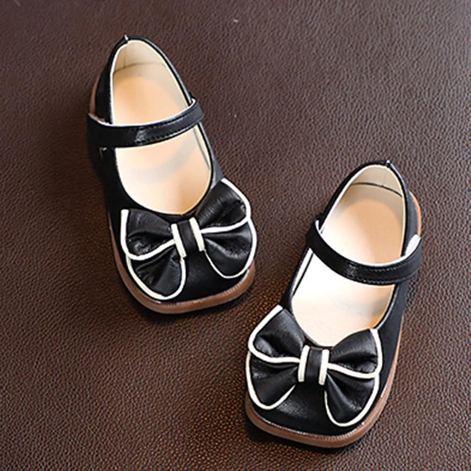 Toddler Flower Girl Dress Shoes Bows Mary Jane Ballet Flats Wedding Party Little Girls Low Heels Shoes