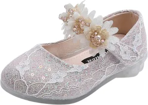 Toddler Flower Girl Dress Shoes Rhinstones Pearls Mary Jane Ballet Flats Wedding Party Toddler Kids Princess Shoes