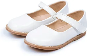 Toddler Girls Mary Jane Dress Shoes Ballet Flat Little Girls Soft Leather Slip-On Girls Slippers Light up