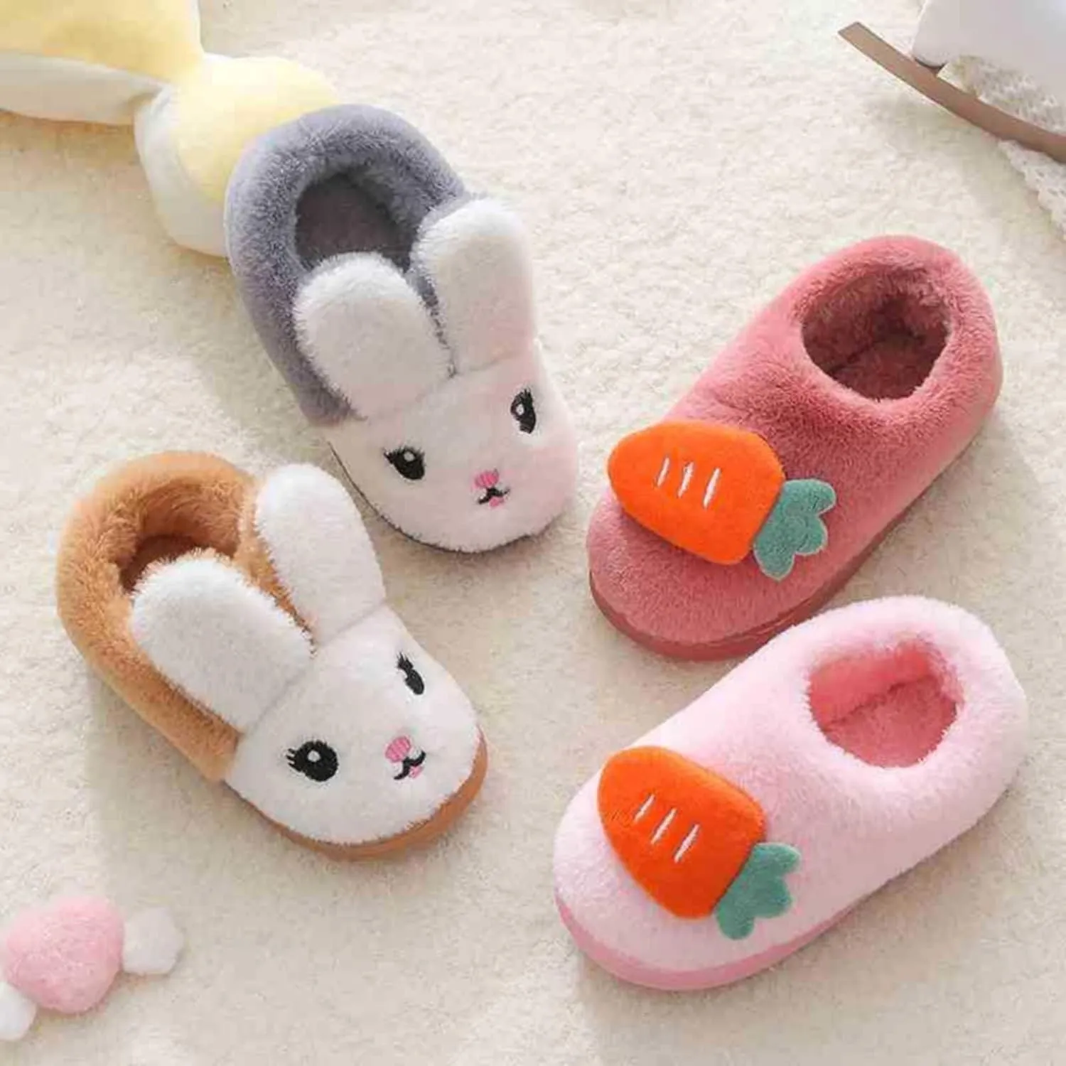 Toddler House Slippers Winter Boys Girls Warm Fuzzy Slippers Kids Indoor Outdoor Household Shoes Baby Shoes