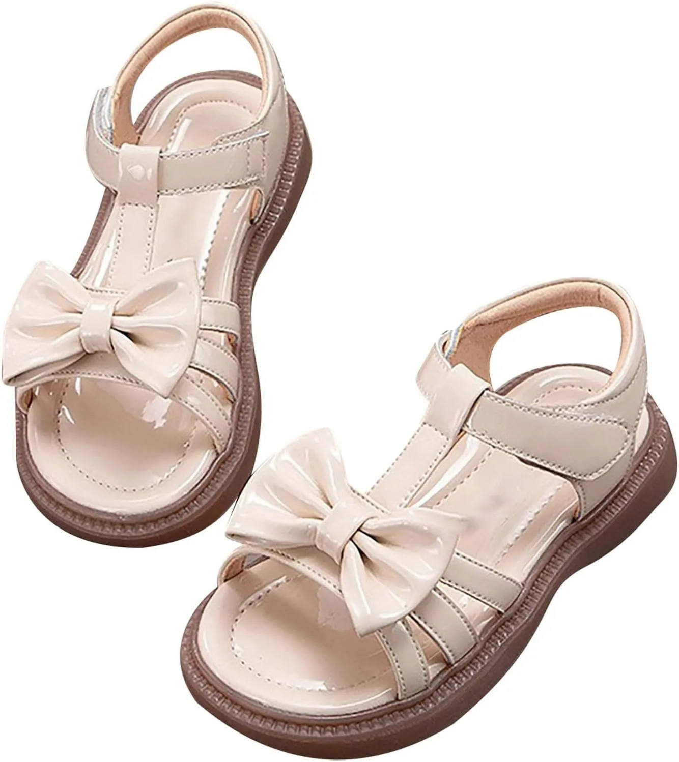 Toddler Lats Girls Sandals Bow Design Princess Shoes Dress Flat Shoes Toddler/Little Child/Big Kids Slippers Size 6