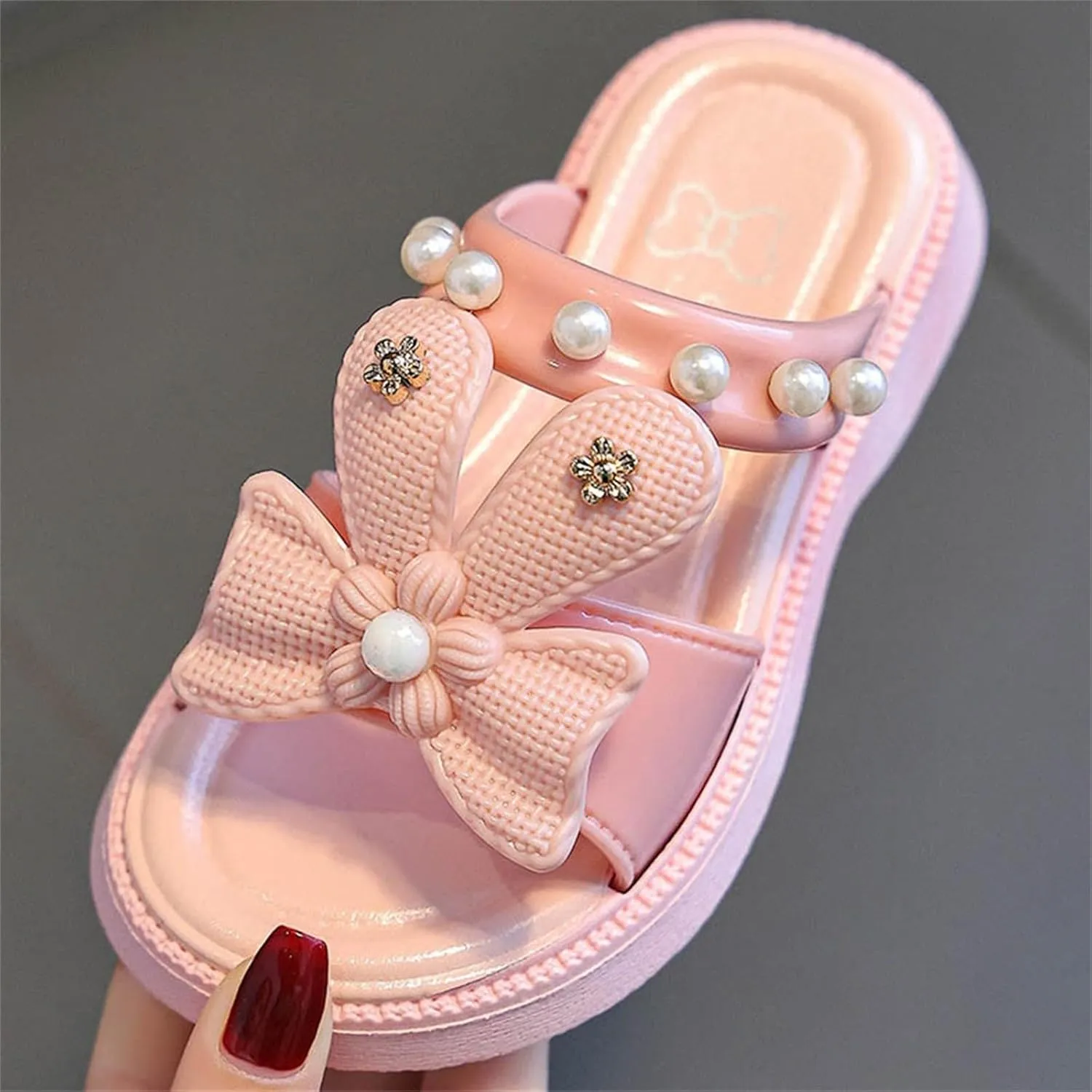 Toddler Sandals Girl Soft Bottom Breathable Bow Tie Pearlr Girls Fashion Beach Slipper Mary Jane Shoes for Girls