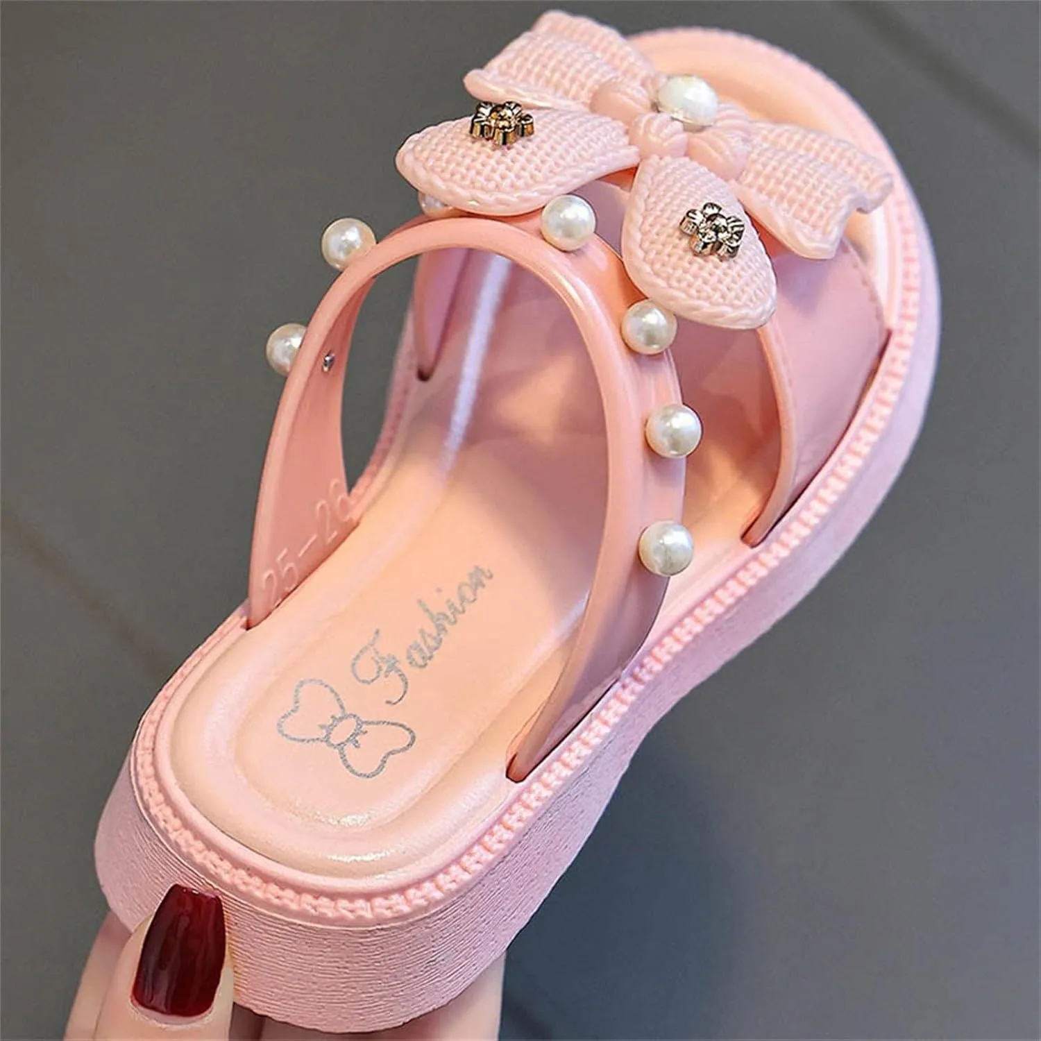 Toddler Sandals Girl Soft Bottom Breathable Bow Tie Pearlr Girls Fashion Beach Slipper Mary Jane Shoes for Girls