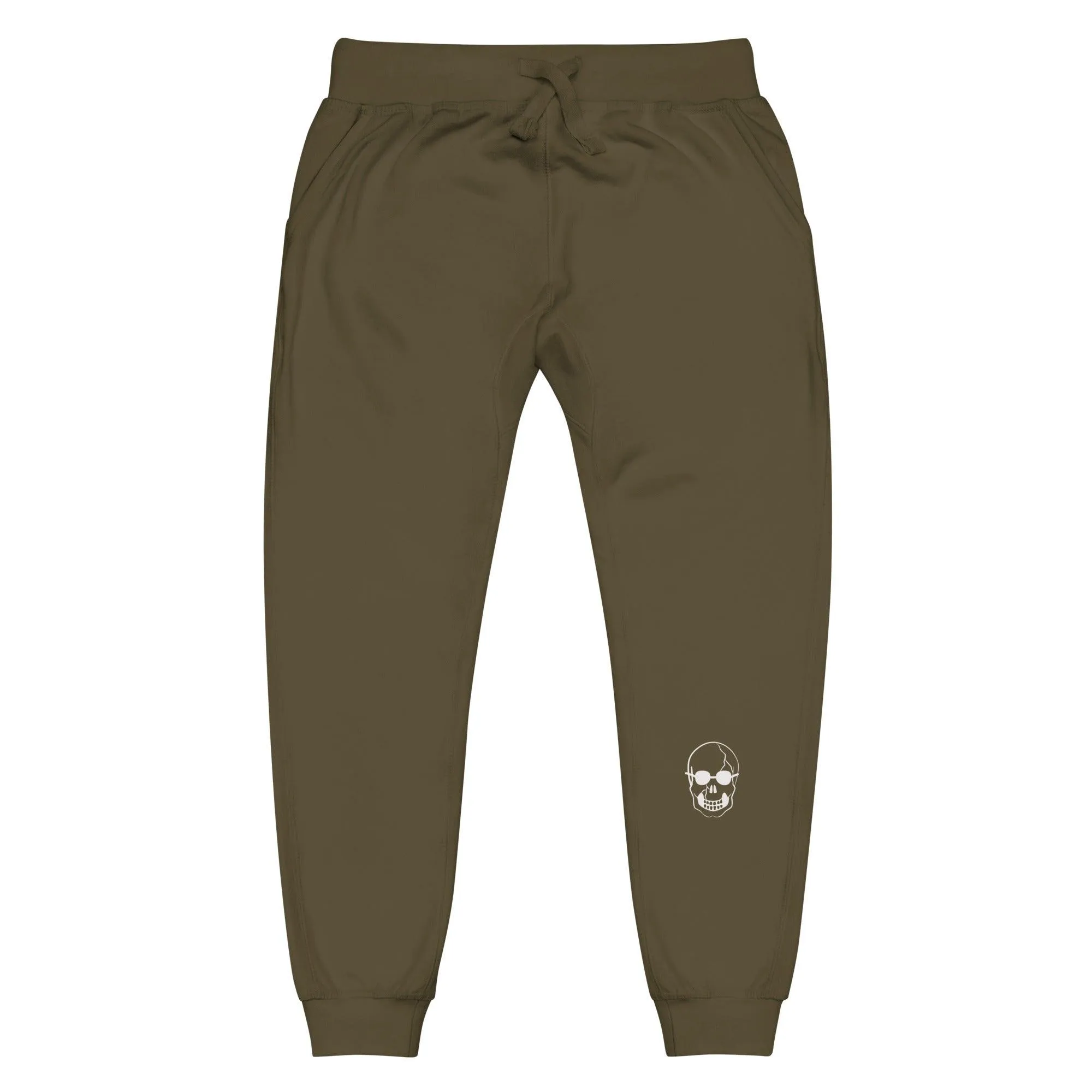 White Skull With Shades Unisex fleece sweatpants