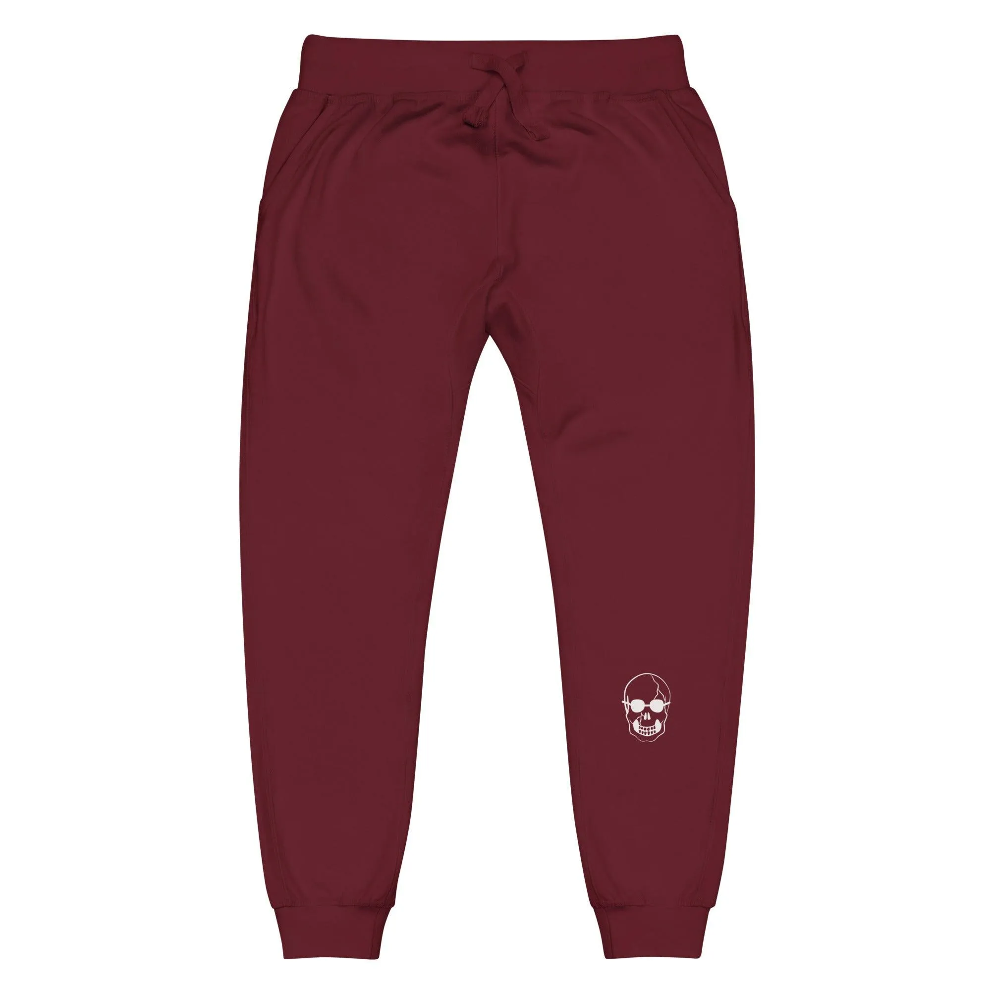 White Skull With Shades Unisex fleece sweatpants