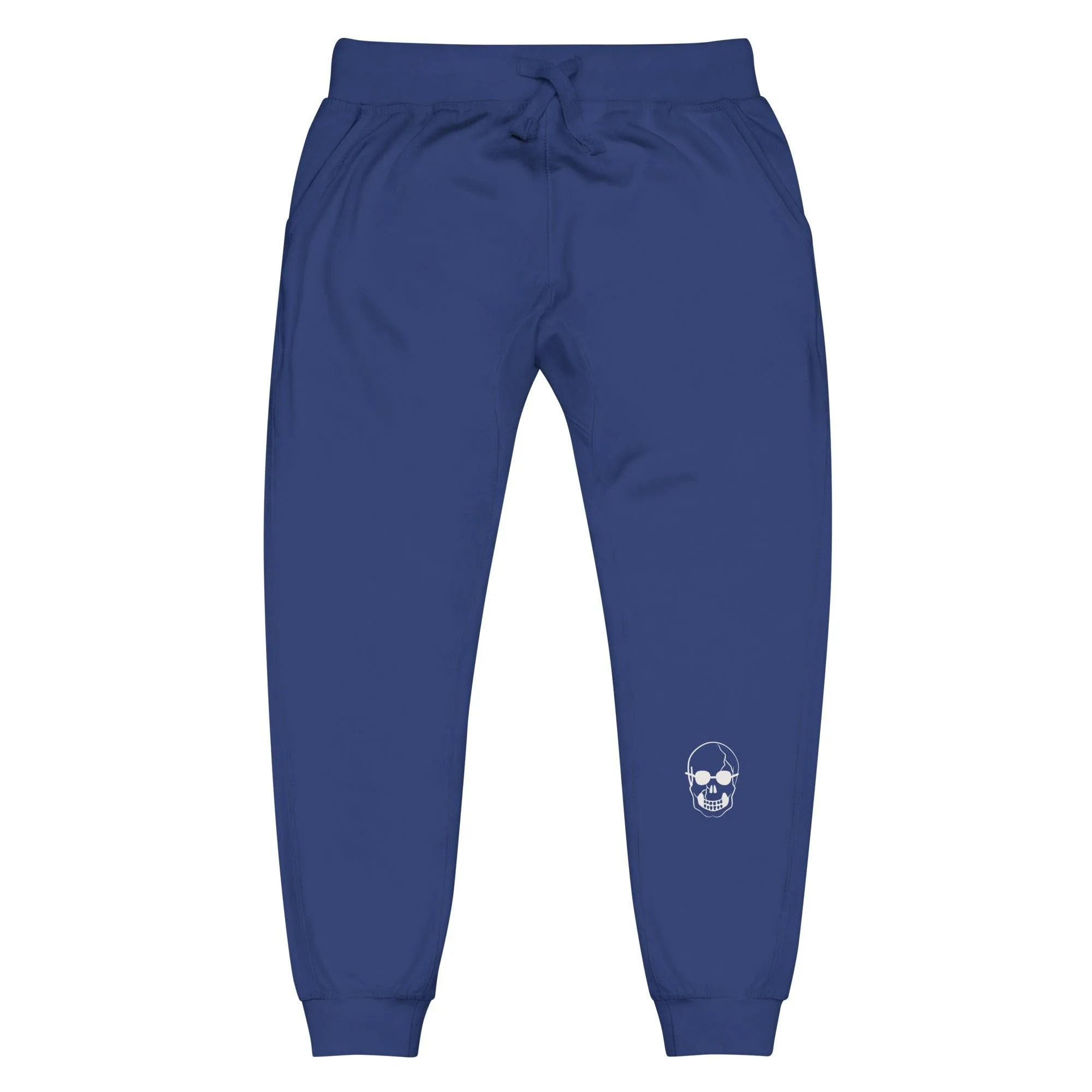 White Skull With Shades Unisex fleece sweatpants