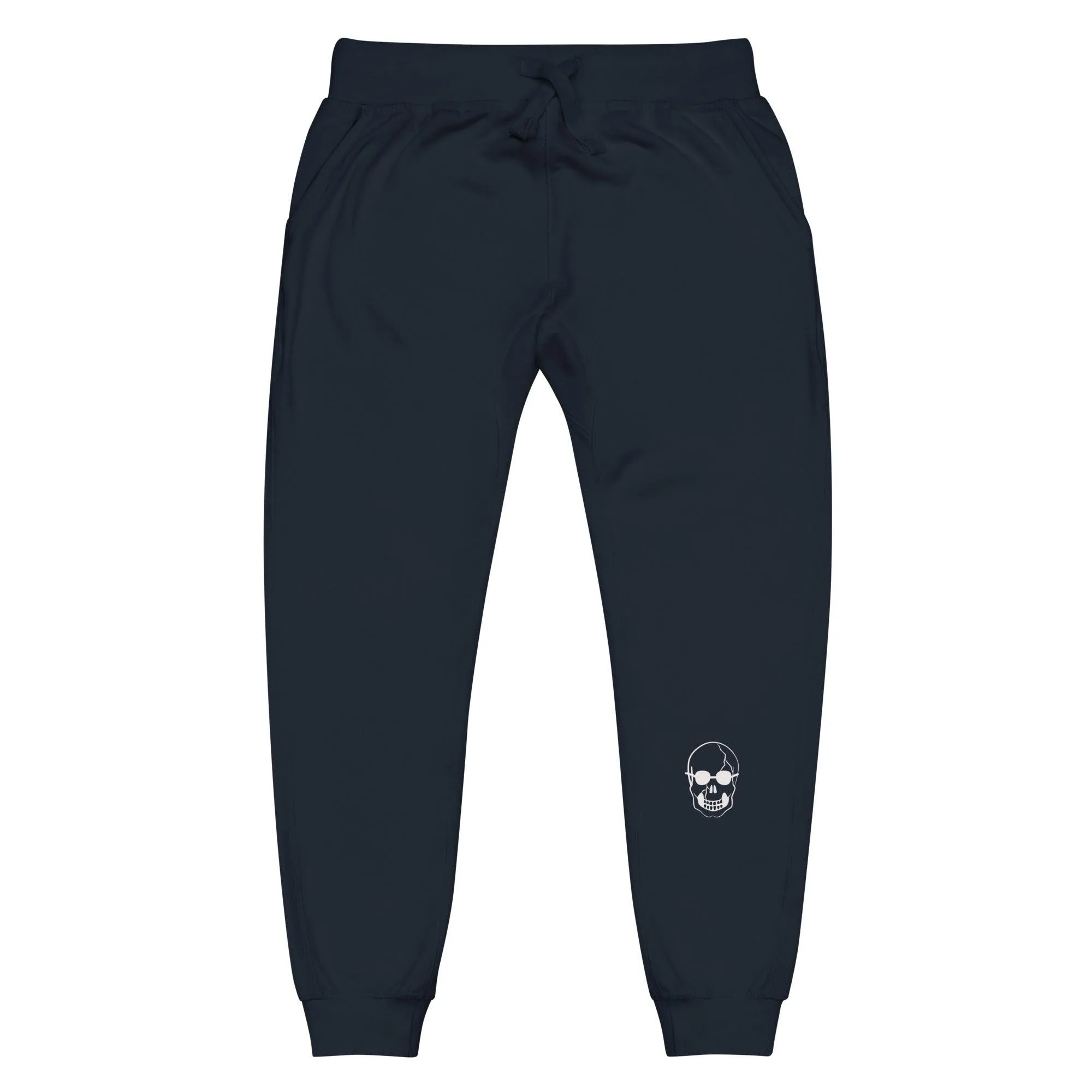 White Skull With Shades Unisex fleece sweatpants