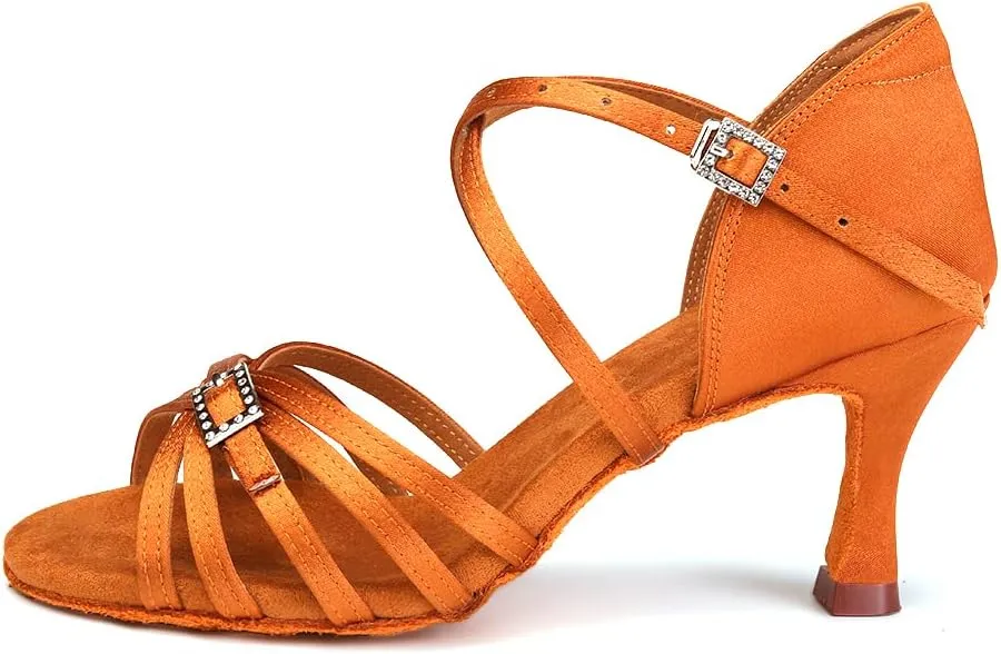Women Latin Dance Shoes Open Toe Salsa Wedding Party Performence Ballroom Dancing Shoes,Model EM518-5