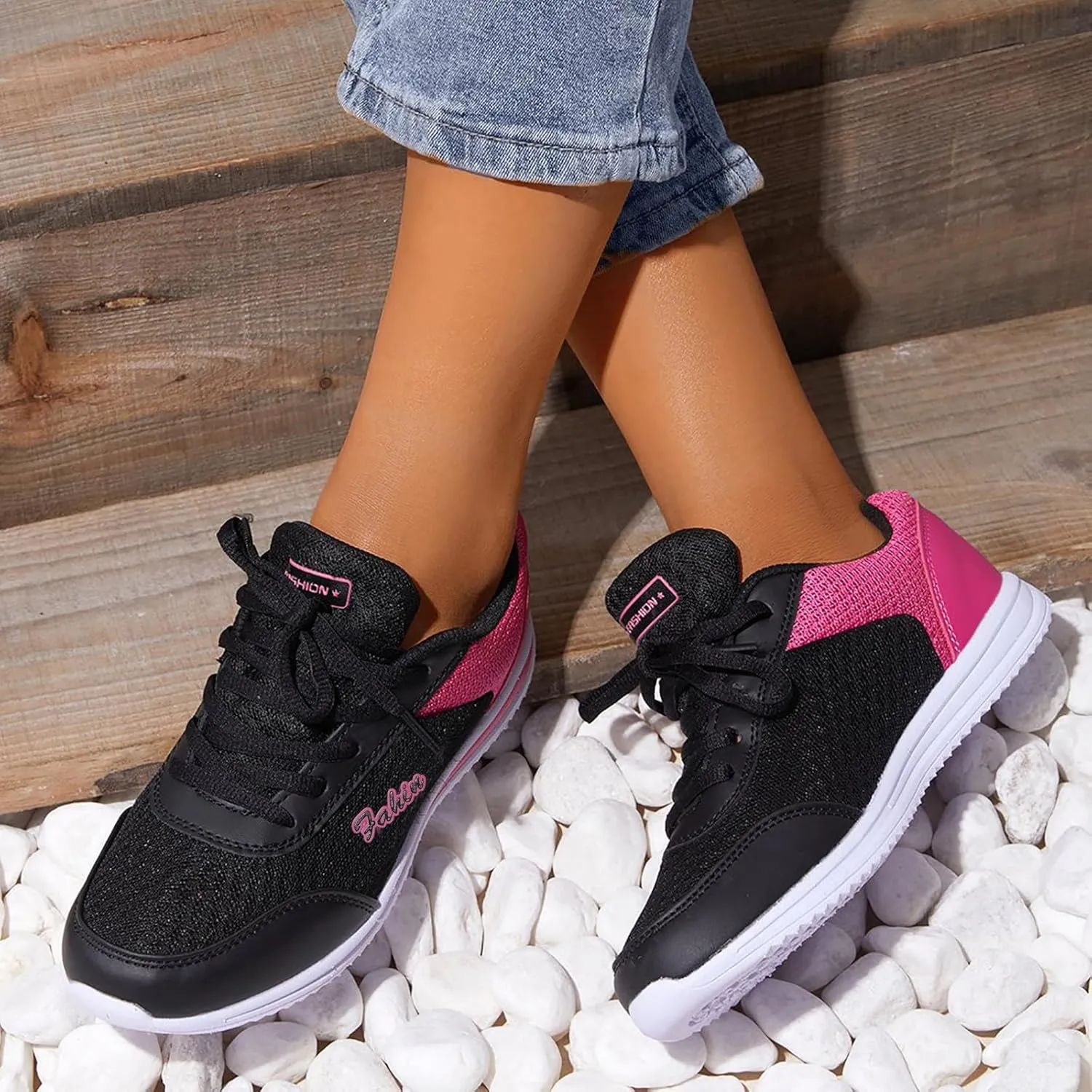 Womens Lace Up Walking Shoes Memory Foam Lightweight Comfort Tennis Shoes Womens Sport Women's Shoes Casual White Sneakers Steel Toe Tennis Shoe Trainers Shoe