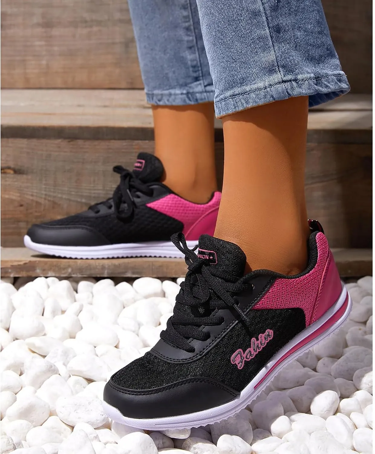 Womens Lace Up Walking Shoes Memory Foam Lightweight Comfort Tennis Shoes Womens Sport Women's Shoes Casual White Sneakers Steel Toe Tennis Shoe Trainers Shoe