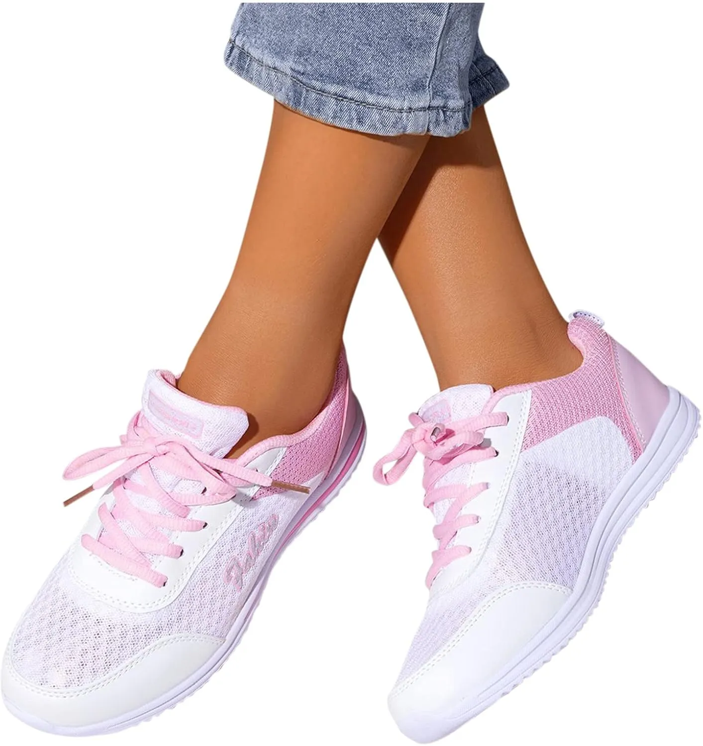Womens Lace Up Walking Shoes Memory Foam Lightweight Comfort Tennis Shoes Womens Sport Women's Shoes Casual White Sneakers Steel Toe Tennis Shoe Trainers Shoe