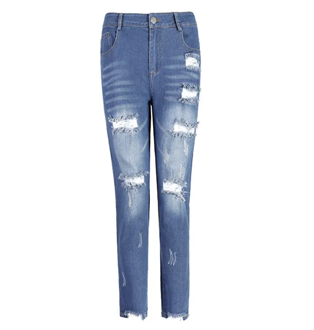 Women's Ripped Mid Rise Trendy Jeans - GlamzLife