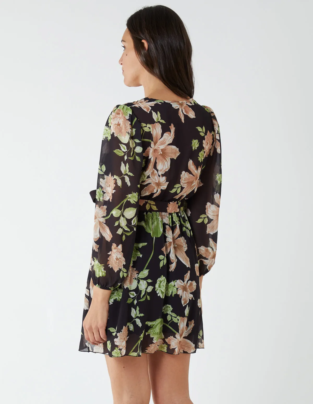 Wrap Front Floral Georgette Dress